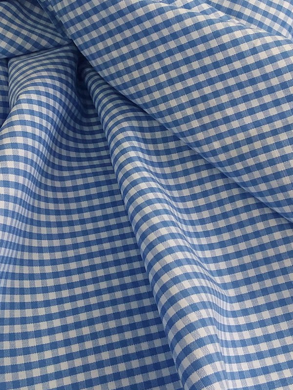 POPELINE QUADRI CELESTI 100% COTONE
