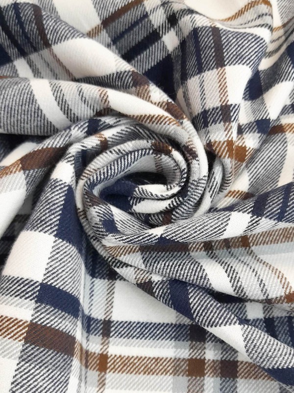 FANELLA QUADRI BLU MARRONE 100%COTONE