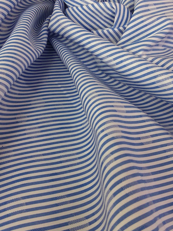 POPELINE RIGA AZZURRA 100% COTONE
