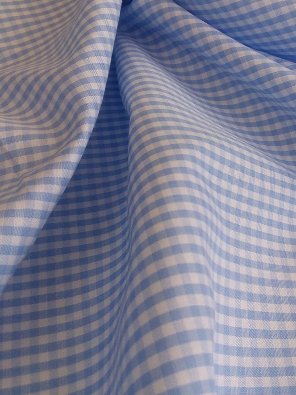 POPELINE QUADRI CELESTI 100% COTONE