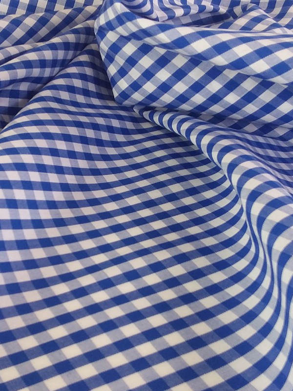 POPELINE QUADRI AZZURRI 100% COTONE