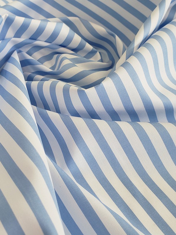 POPELINE BACCHETTA CELESTE DOPPIO RITORTO 100% COTONE