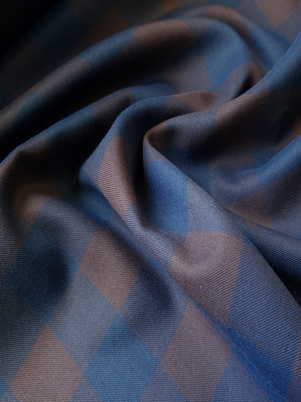 FLANELLA QUADRI BLU MARRONE 100% COTONE