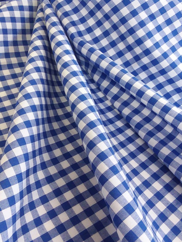 POPELINE QUADRI BLU 100% COTONE
