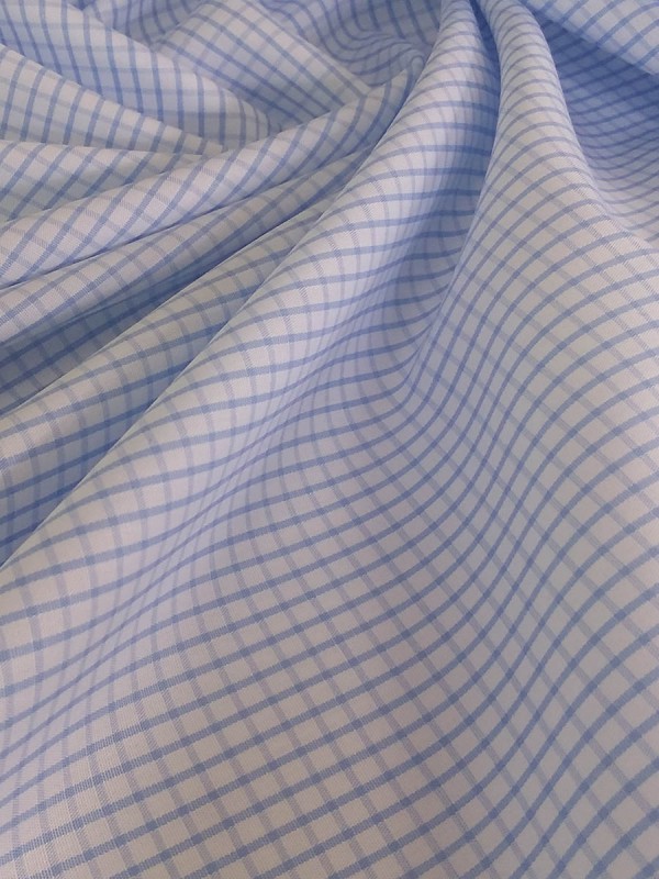 POPELINE QUADRI CELESTI 100% COTONE