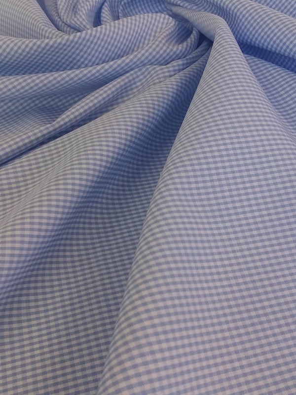 POPELINE QUADRI CELESTI 100% COTONE