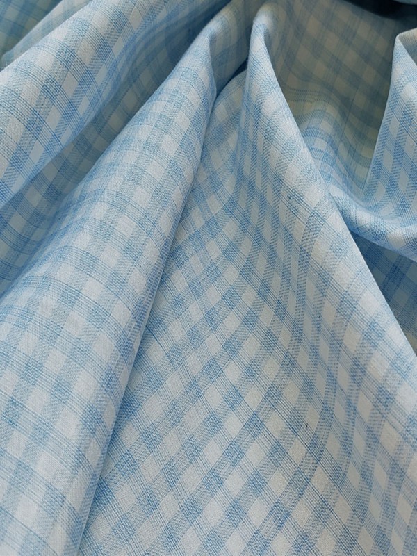 POPELINE QUADRI CELESTI 100% COTONE