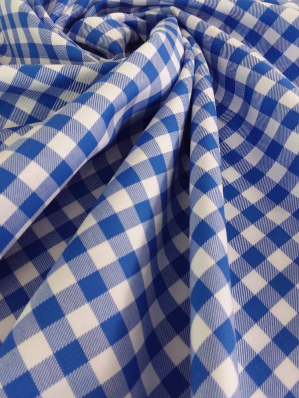 TWILL QUADRI AZZURRI 100% COTONE