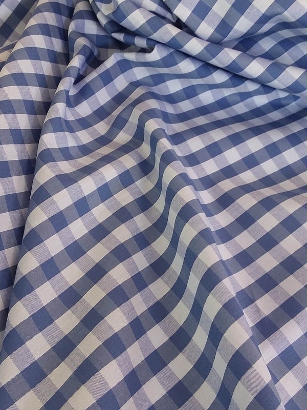 POPELINE QUADRI AZZURRI 100% COTONE