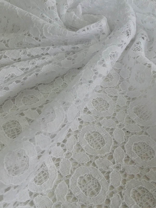 BIANCO TESSUTO DI PIZZO 100% COTONE