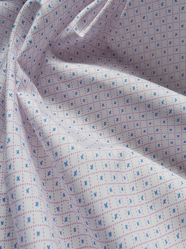 POPELINE FANTASIA ROSA CELESTE 100% COTONE