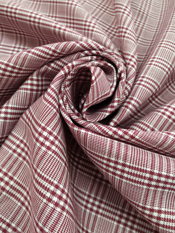 POPELINE QUADRI BIANCO ROSSO 100% COTONE